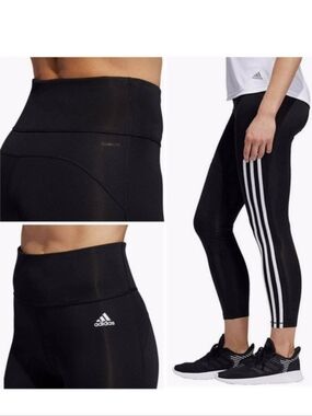 Adidas Climalite Three Stripe Athletic Pants - Black & White - Size Large Womens
